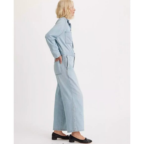 Levi's Women's XL Iconic Denim Jumpsuit Light Wash X-Large - Picture 3 of 7
